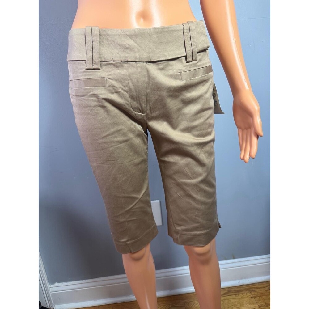 NWT Zara Basic Womens 4 Khaki Bermuda Shorts Chino Cotton Tan Summer Shorts.